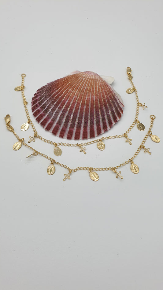 Pulsera virgen y Cruz