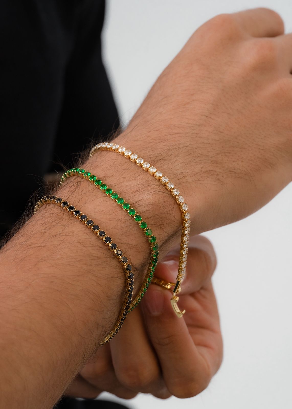 Pulsera Circon Cuadrado Cristal-Verde o azul