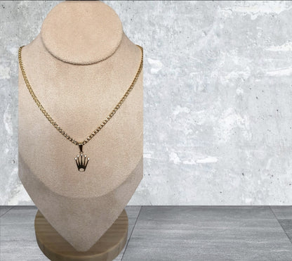 Cadena Cubana Diamantada Dama 45 cm + Colgante Mano Hands