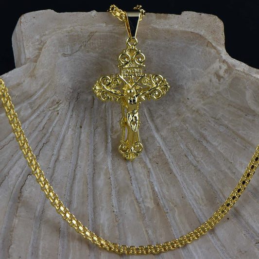 Cadena Chinesca 60cms + Colgante Cruz Cristo Sagrado