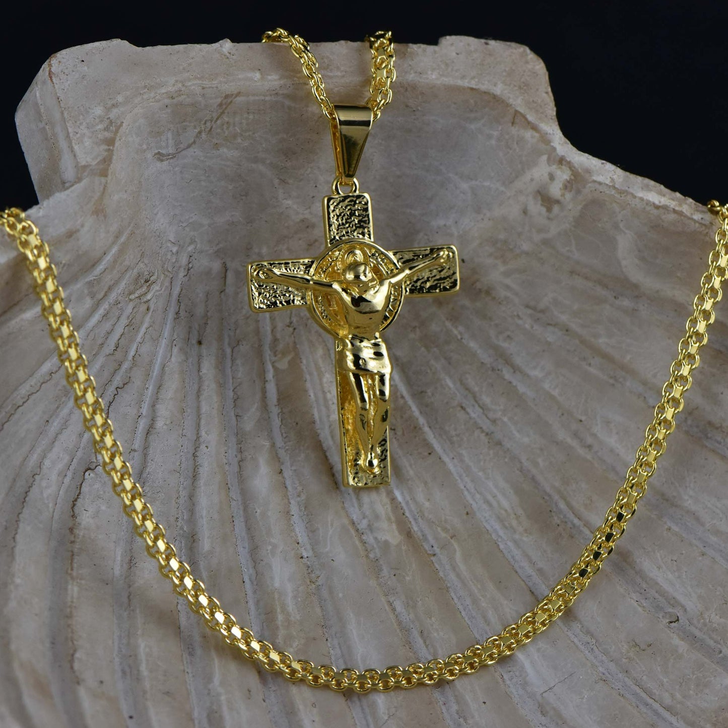 Cadena Chinesca 45cm + Colgante Cruz San Benito