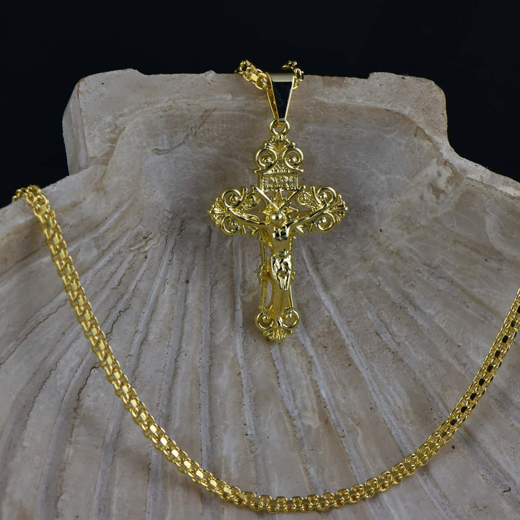 Cadena Chinesca 45cm + Colgante Cruz Cristo Milagroso