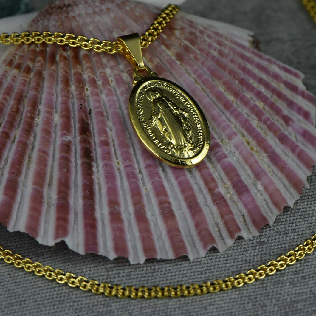 Cadena Chinesca 45cm + Colgante Virgen Guadalupe