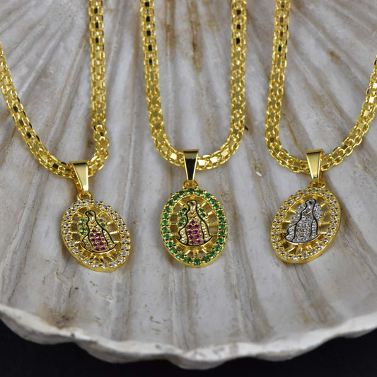 Cadena Chinisca 45cm + Colgante Virgen Guadalupe Swarovski