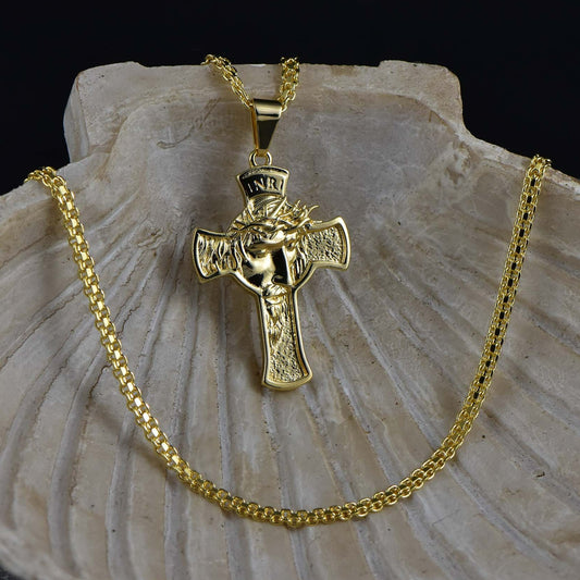 Cadena Chinesca 60cms + Colgante Cruz Sagrado Rostro