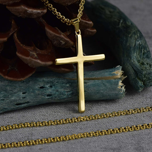 Cadena Chinesca 45cm + Colgante Cruz Lisa